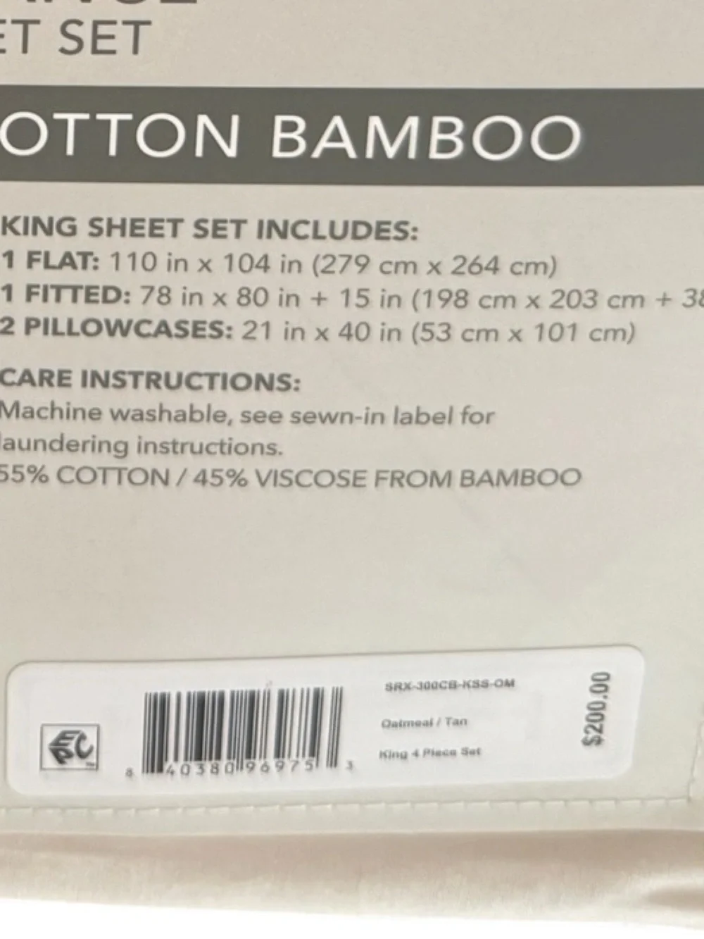 NWT Macys SleepRX Bamboo Cotton Premium 4 Piece Sheet Set Temperature Regulating